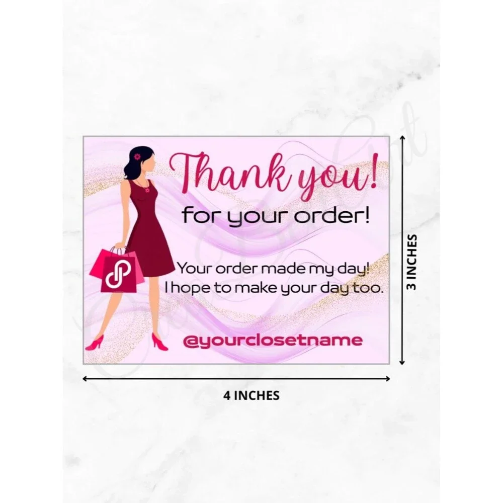 100 Poshmark Shopping Thank You Cards 4 x 3 in